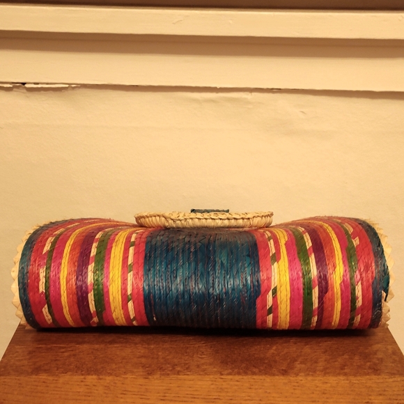 Rainbow 🌈 Straw Purse w Circular Handles. - Picture 4 of 11